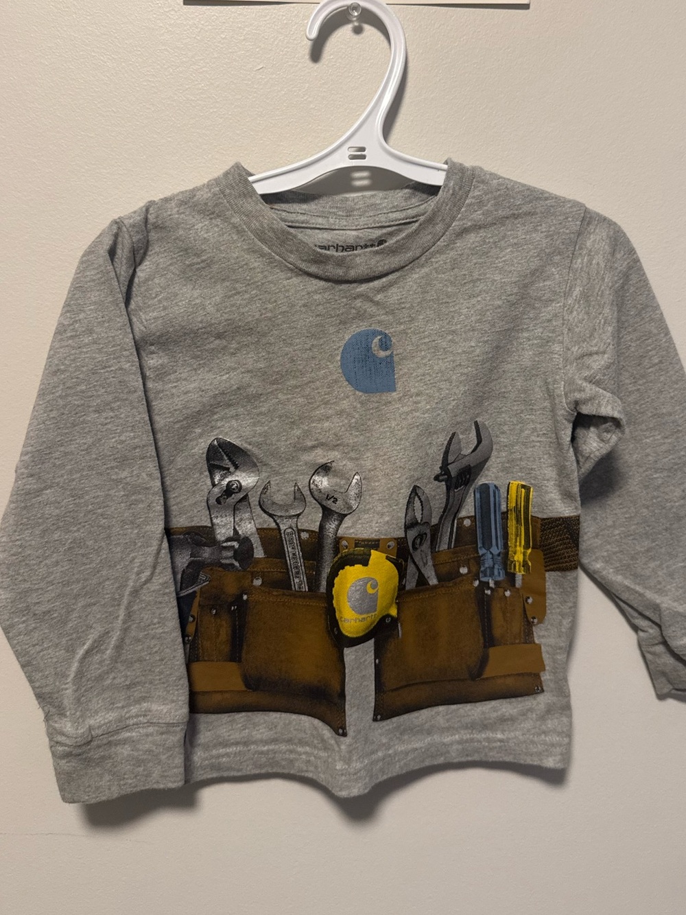 Carhartt Gray Long-Sleeve Tee with Tool Belt Graphic